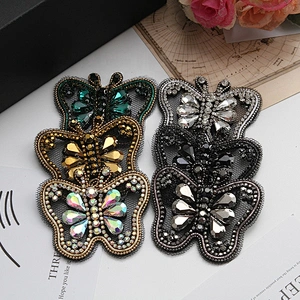 Multi Colour Diamante Rhinestones Butterfly Applique Patches