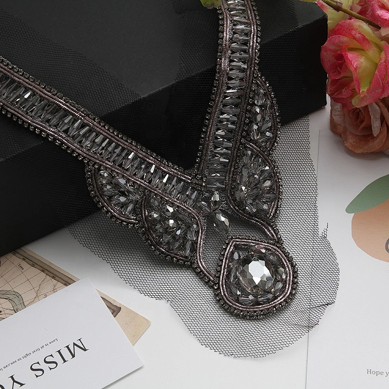 Wholesale Latest Patches clothing use garment Appliqued patches beads rhinestone 3D custom patch