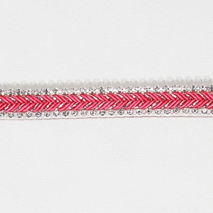 1cm Beautiful Multicolor Rhinestone Edged Hotfix Transfer Bullion Herringbone Webbing Tape