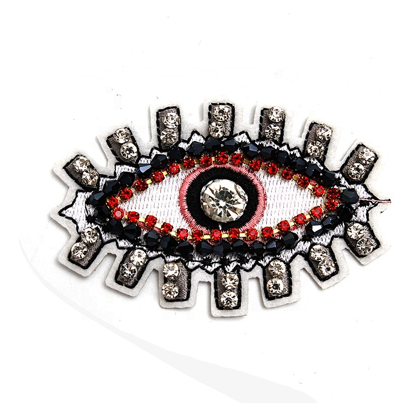 Christmas Cherry Flower Decorative Sew on Rhinestone Beaded Patches Wholesale patches for clothing