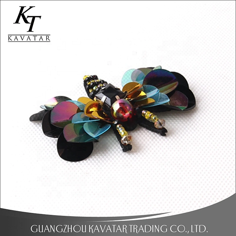 Kavatar Wholesale Shape 3D Handmade Sequin Beads Flower Bee Patches