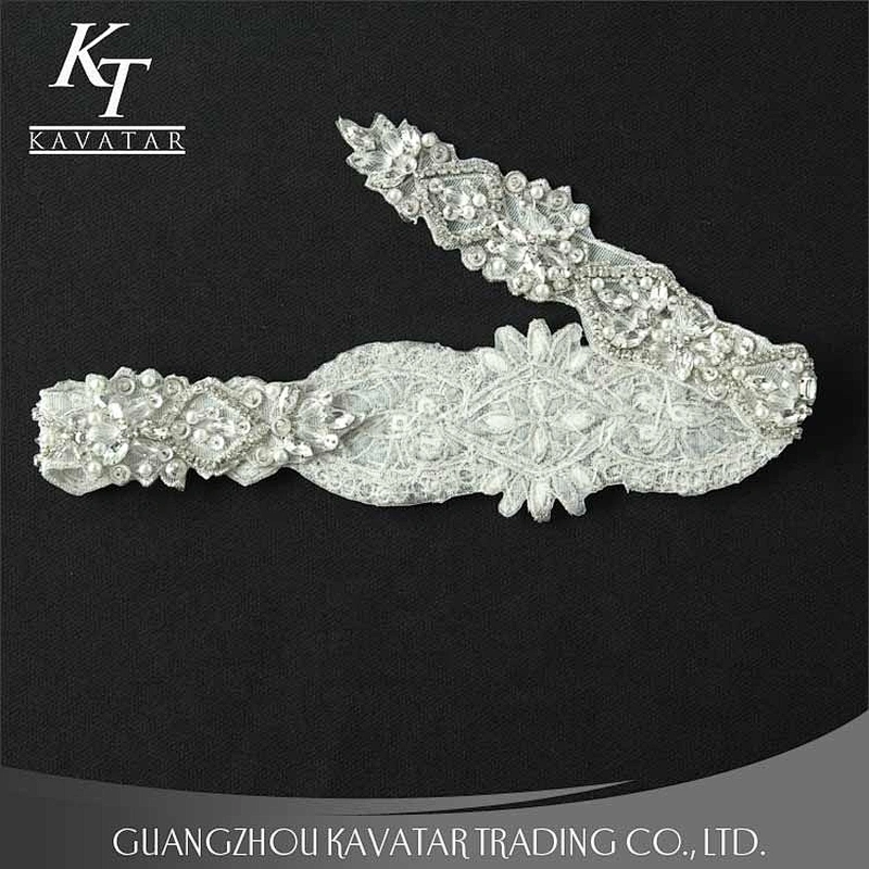 Wholesale Bridal AB Rhinestone Beaded Appliques for Wedding Dress