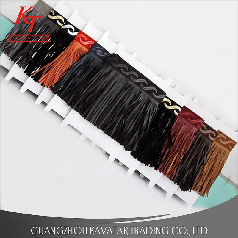 Custom faux leather fringe trim for bags and shoes