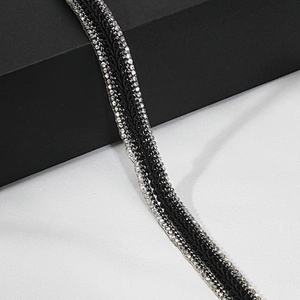 Custom 1.5cm Black Sequin Accessories Bead Rhinestone Edged Thermal Transfer Trim