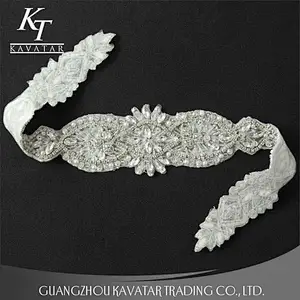 Wholesale Bridal AB Rhinestone Beaded Appliques for Wedding Dress