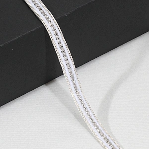 Bling Bling Decorative White Strips Accessories Beads Chain Decorated Hot Fix Rhinestone Transfer Motif Trim