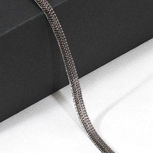 Black Plastic Beads Mini Hot Fix Trim with Copper Chain