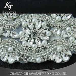 New Style Flower Rhinestone Sequin Appliques For Bride Wedding Dress