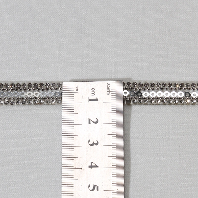 1.1cm Decorative Chic Accessories Chain Crystal Beaded Sequin Hot Fix Rhinestone Transfer Tape for Clothes Sandals