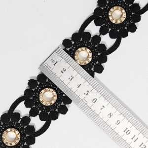 High Quality Fashion Design Black Gold Color Accessories Eyelet Flower lace trim For Clothes