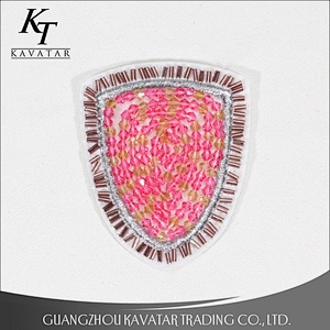 Pink sequin beaded patches sew on garment