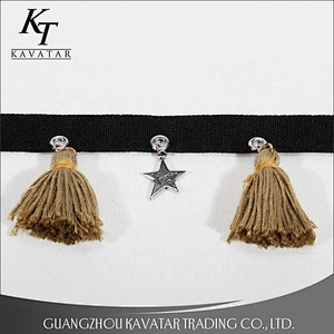 High Quality 6.5cm Width Pink Tassel Fringe Trim With Eyelet Accessories Star Trim