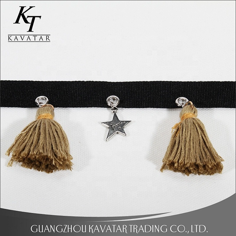 High Quality 6.5cm Width Pink Tassel Fringe Trim With Eyelet Accessories Star Trim