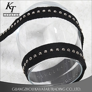 kavatar Accessories bead nail on polyester herringbone tape trim for decoration garment