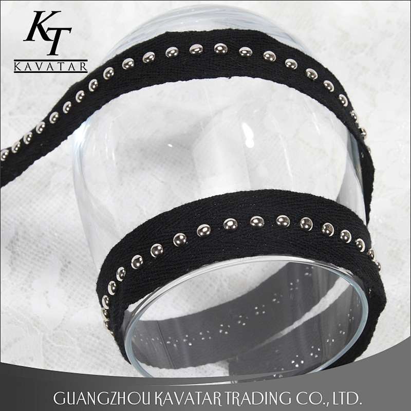 kavatar Accessories bead nail on polyester herringbone tape trim for decoration garment