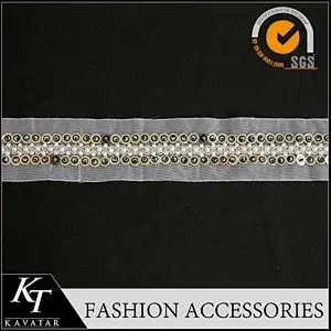 Beautiful bride wedding dress decoration pearl beaded lace trim