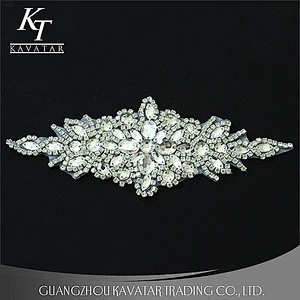 Sew-on Floral Bridal Pearl Crystal Beaded Rhinestone Applique