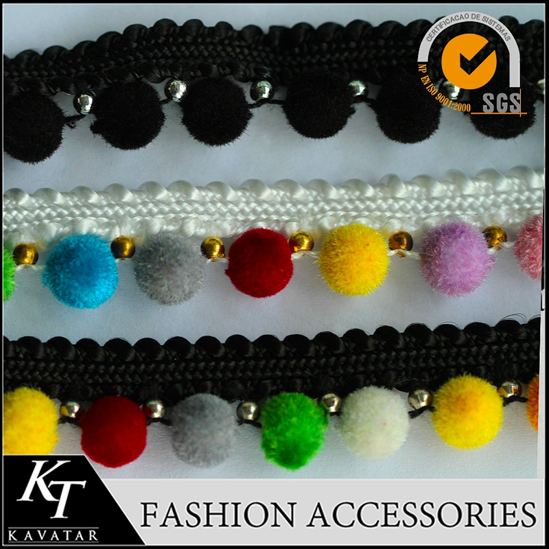 New design beaded lace trimming pom pom trim for dress