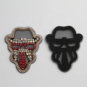 Factory Custom gold sequin and bungle beads embroidery patches custom patches for clothing