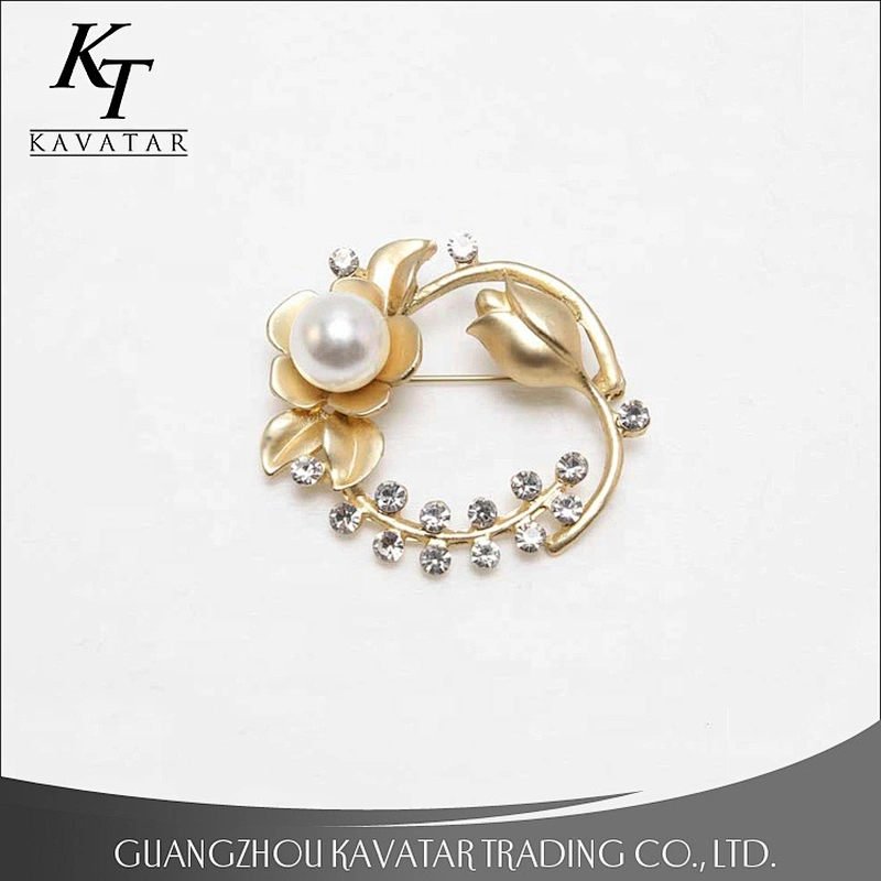 Crystal Pearl Brooch Diamante Rhinestone Button For Wedding Dress