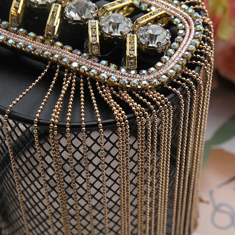 Factory beaded rhinestone applique Shoulder Badge sew on Beaded Patches rhinestone patches for clothing