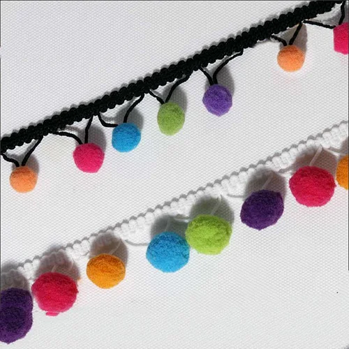 Decoration lace trimming polyester/cotton pom pom for garment