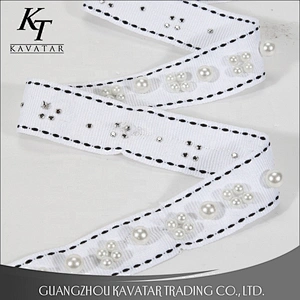 Beautiful White Webbing Beaded Pearl Lace Trim