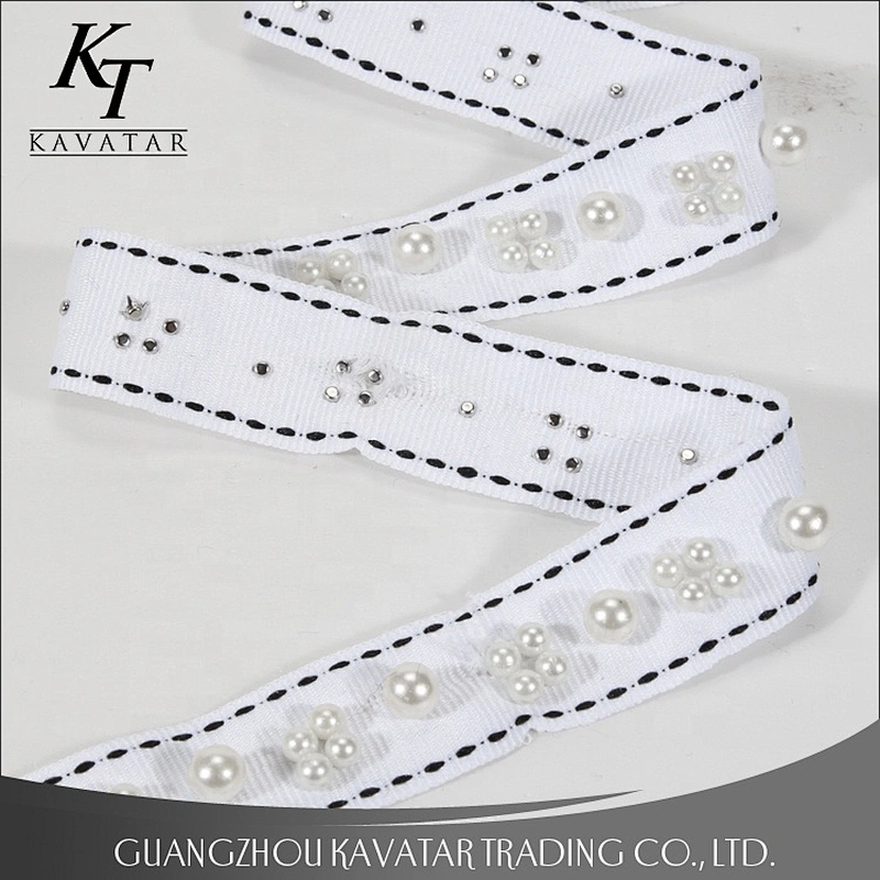 Beautiful White Webbing Beaded Pearl Lace Trim