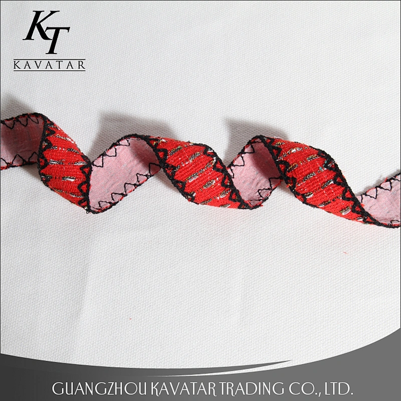 2.5-3cm red polyester satin embroidery ribbon for garment
