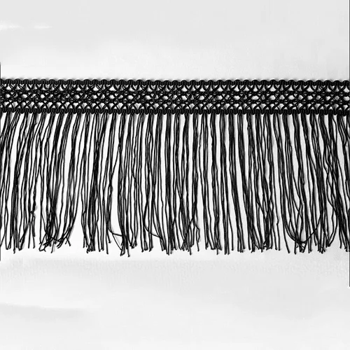 Beautiful black long tassel fringe trim for decorate shoe,garment