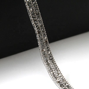 Kavatar Wholesales Hotfix trimming rhinestone hotfix banding triple Copper bead chain rhinestone transfer tape iron trimming