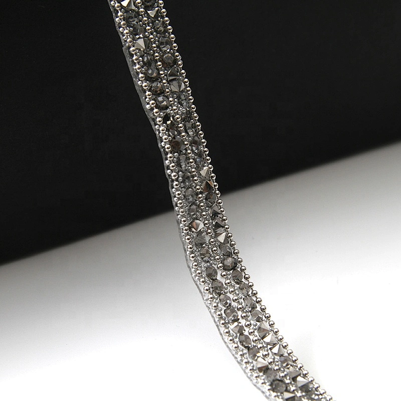 Kavatar Wholesales Hotfix trimming rhinestone hotfix banding triple Copper bead chain rhinestone transfer tape iron trimming