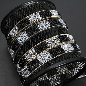 Kavatar Wholesale Hotfix Motif Designs Motif Rhinestones hotfix Rhinestone Diamante Trim Iron on Trims