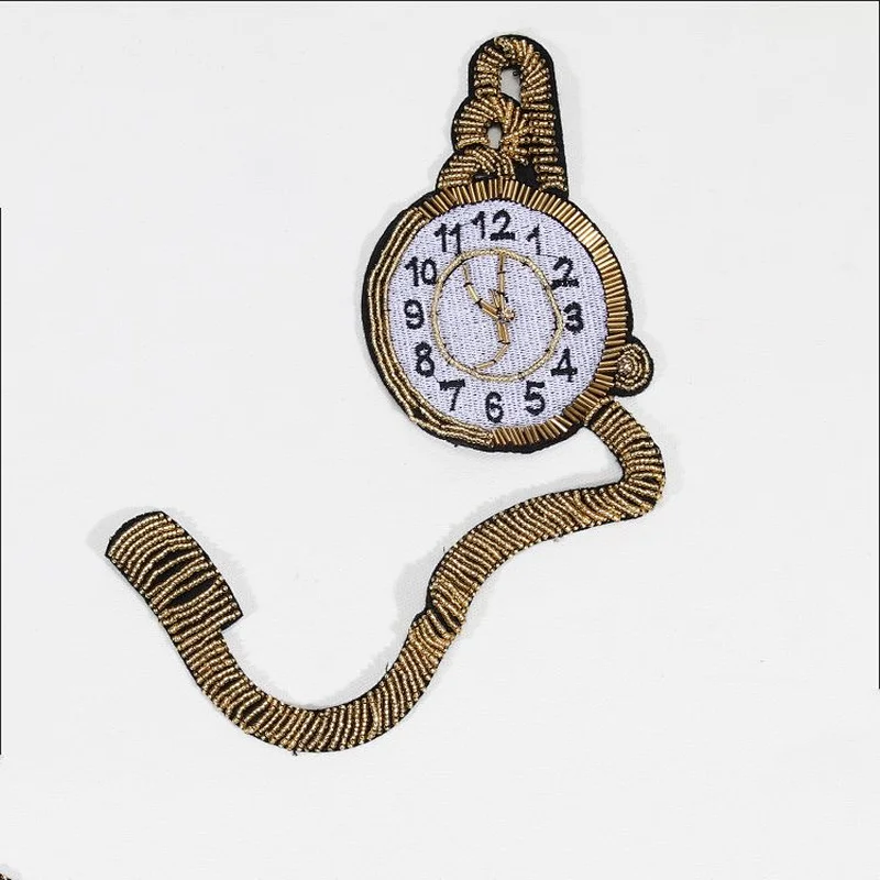 Sew On Beaded Pocket Watch Patch Sequin Embroidered Applique Patches For Clothing Parches KT-SRP036