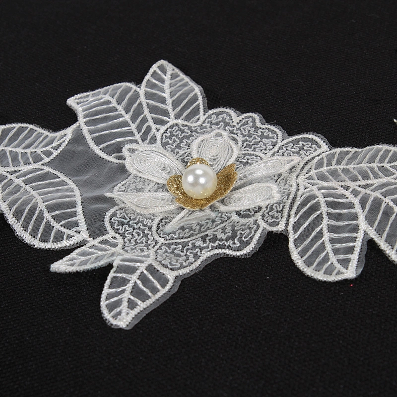 Classics style 3d embroidery flower lace trim for decoration