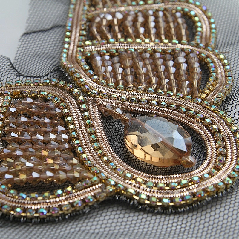 wholesale Beaded collars rhinestone neck  Patches 3d rhinestones patches clothing patch