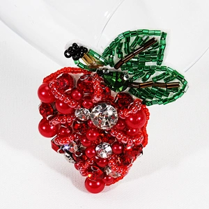 Fashion garment bag decoration patches fruit strawberry design bead rhinestone patches