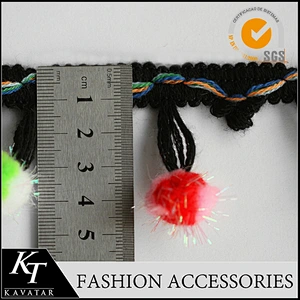 Hot Girl Baby pompom Trim Bobble Ball Fringe