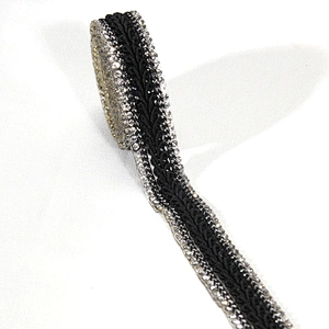 Custom 1.5cm Black Sequin Accessories Bead Rhinestone Edged Thermal Transfer Trim
