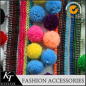 100% nylon material ball lace trim pom pom lace trim