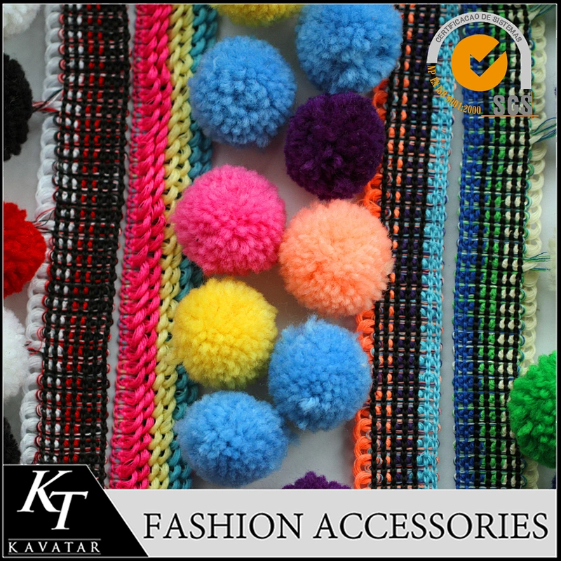 100% nylon material ball lace trim pom pom lace trim
