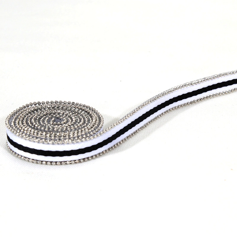 Design iron on hot fix rhinestone trim with white black strip ribbon