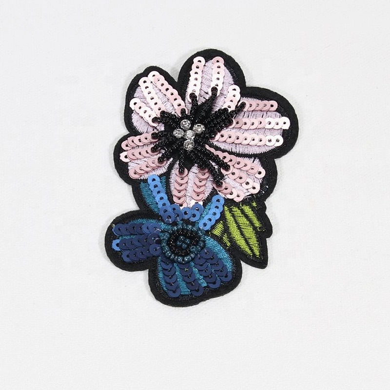 New arrival Small Flower 3D Designs Beaded Rhinestone Sequin Applique For decoration