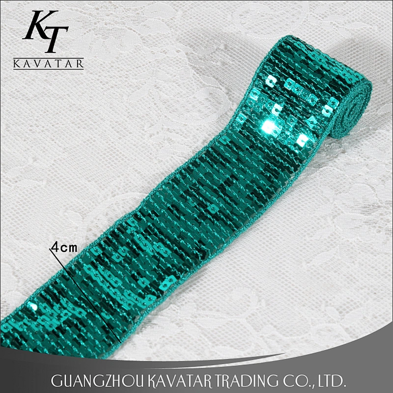 Kavatar custom wholesale square sequin ribbons trim for decoration