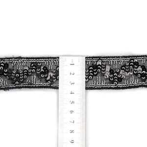 Stock Stylish White V Letter Shape Tulle Sequin Beaded Lace Trim