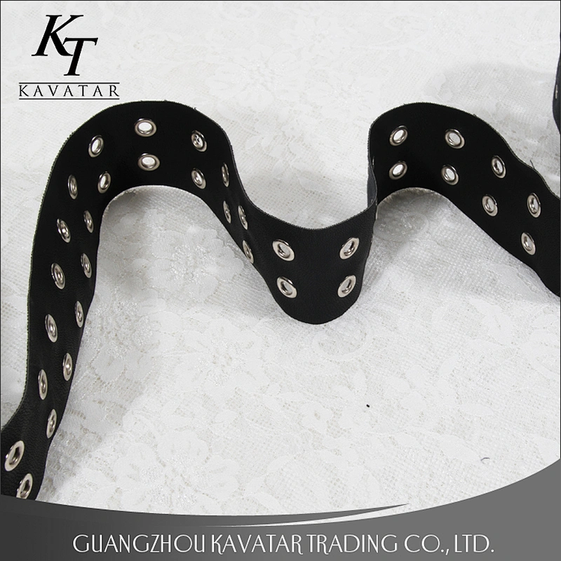 Newest design eyelet trim double rows white eyelet leather trim for garment,shoe,bags,etc