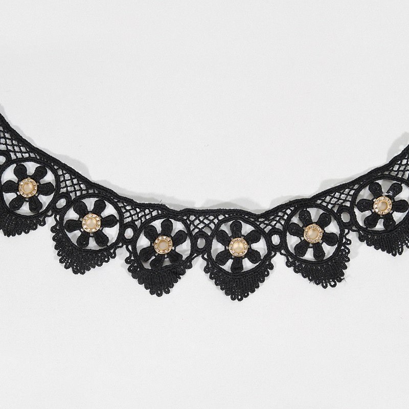 Unique polyester flower lace trim rhinestone gold eyelet knitting eyelet lace