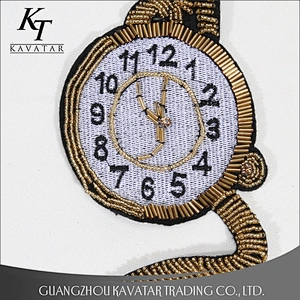 Sew On Beaded Pocket Watch Patch Sequin Embroidered Applique Patches For Clothing Parches KT-SRP036
