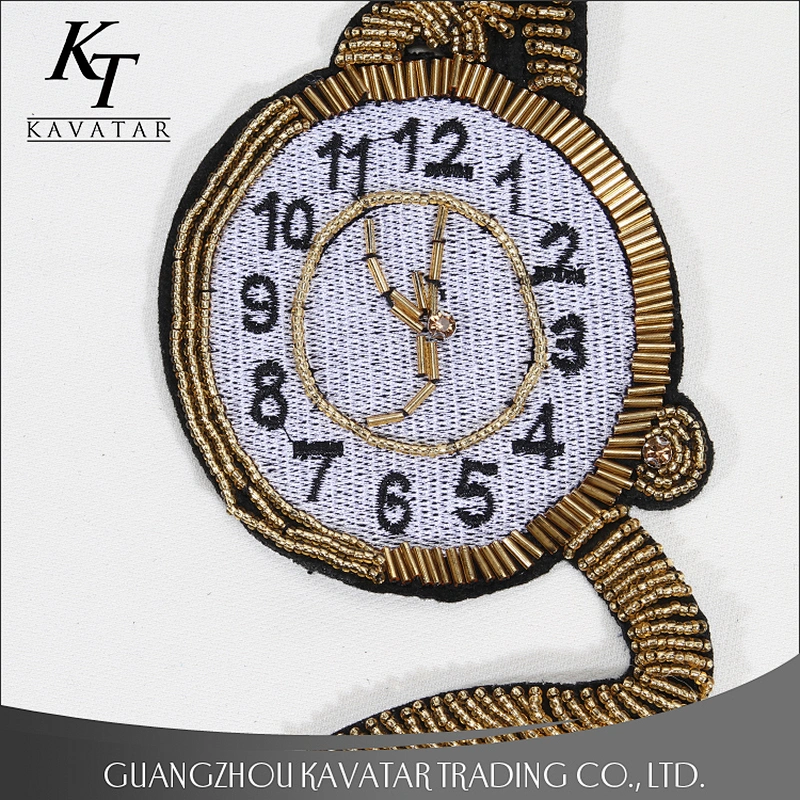 Sew On Beaded Pocket Watch Patch Sequin Embroidered Applique Patches For Clothing Parches KT-SRP036
