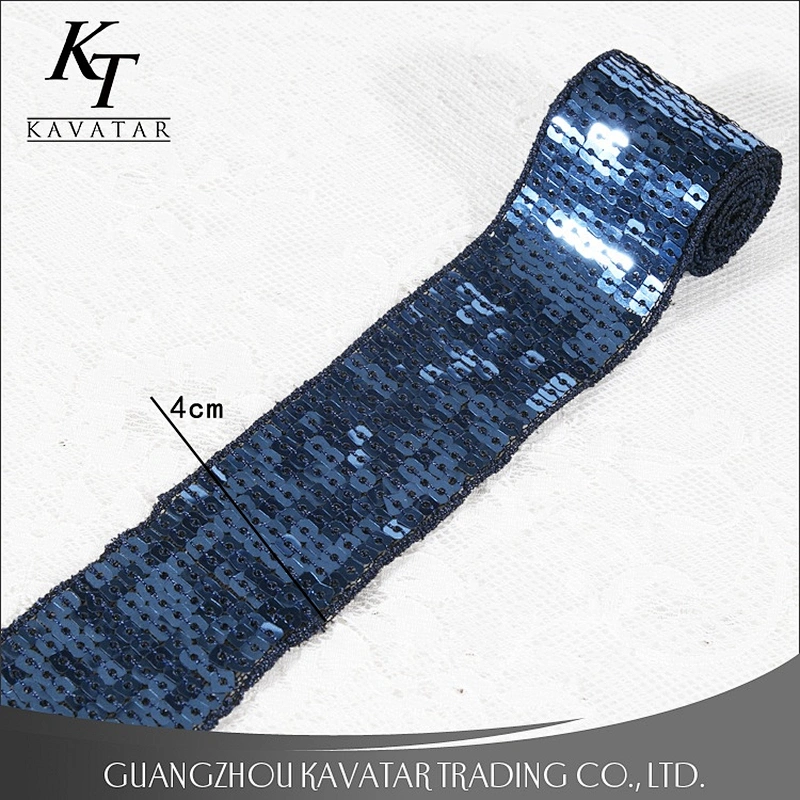 Blue Black Gold Sequin Decorative Ribbon For Garment